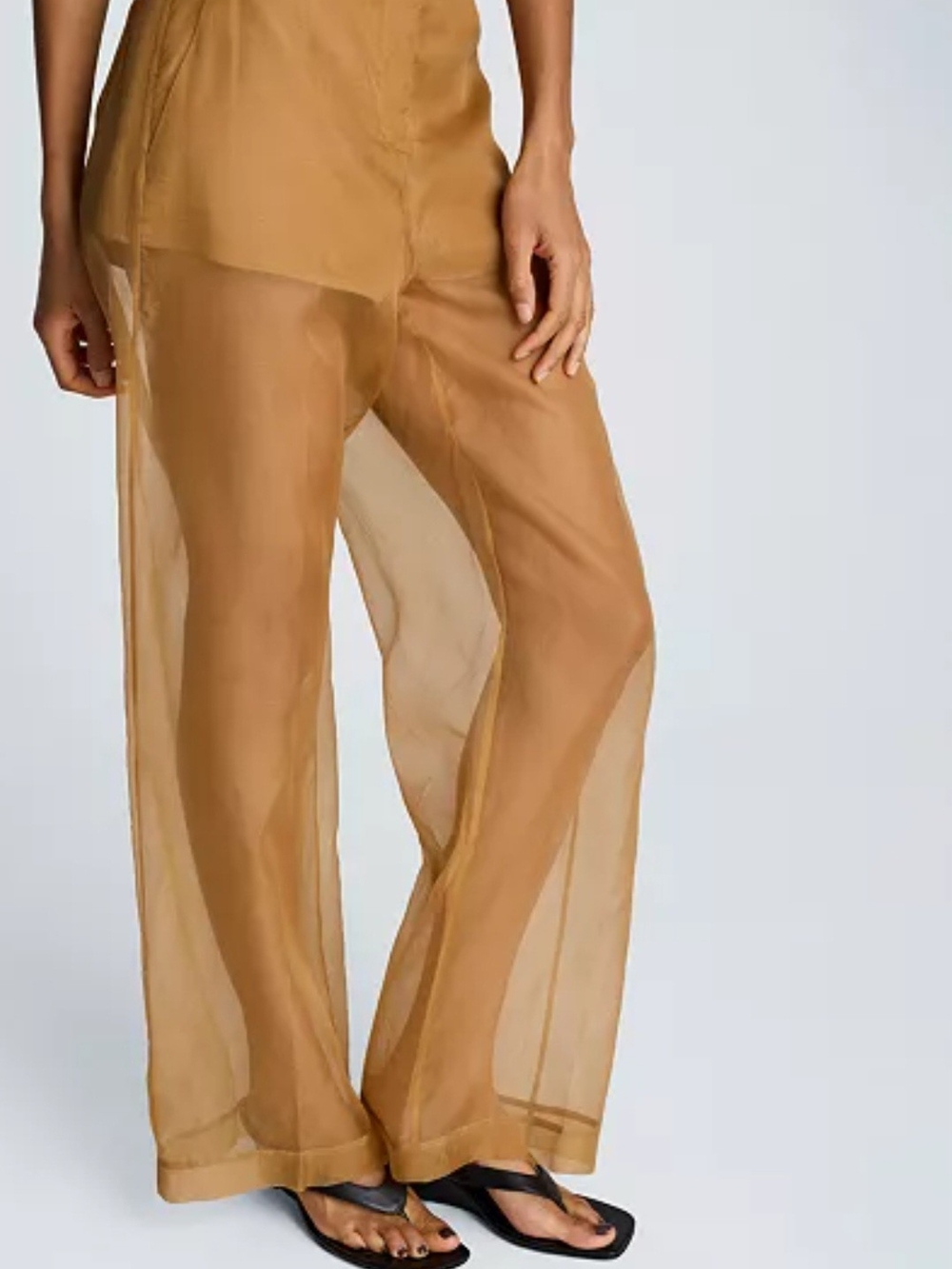 Kenneth cole- Wide-Leg Organza Women's Pants Brown Sheer- Size 6 New/ With Tag